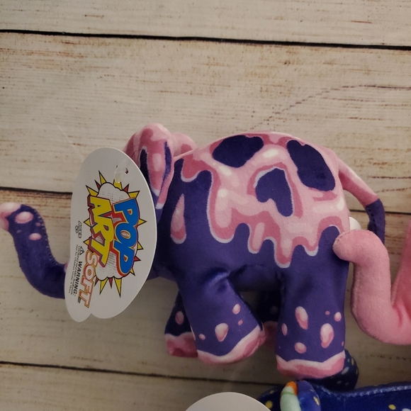 Lot of 3 NEW Pop Art Soft 7" Elephant Plush Gypsy, Angelphant, Dahli - Picture 6 of 9